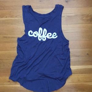 Blue “coffee” jersey tank